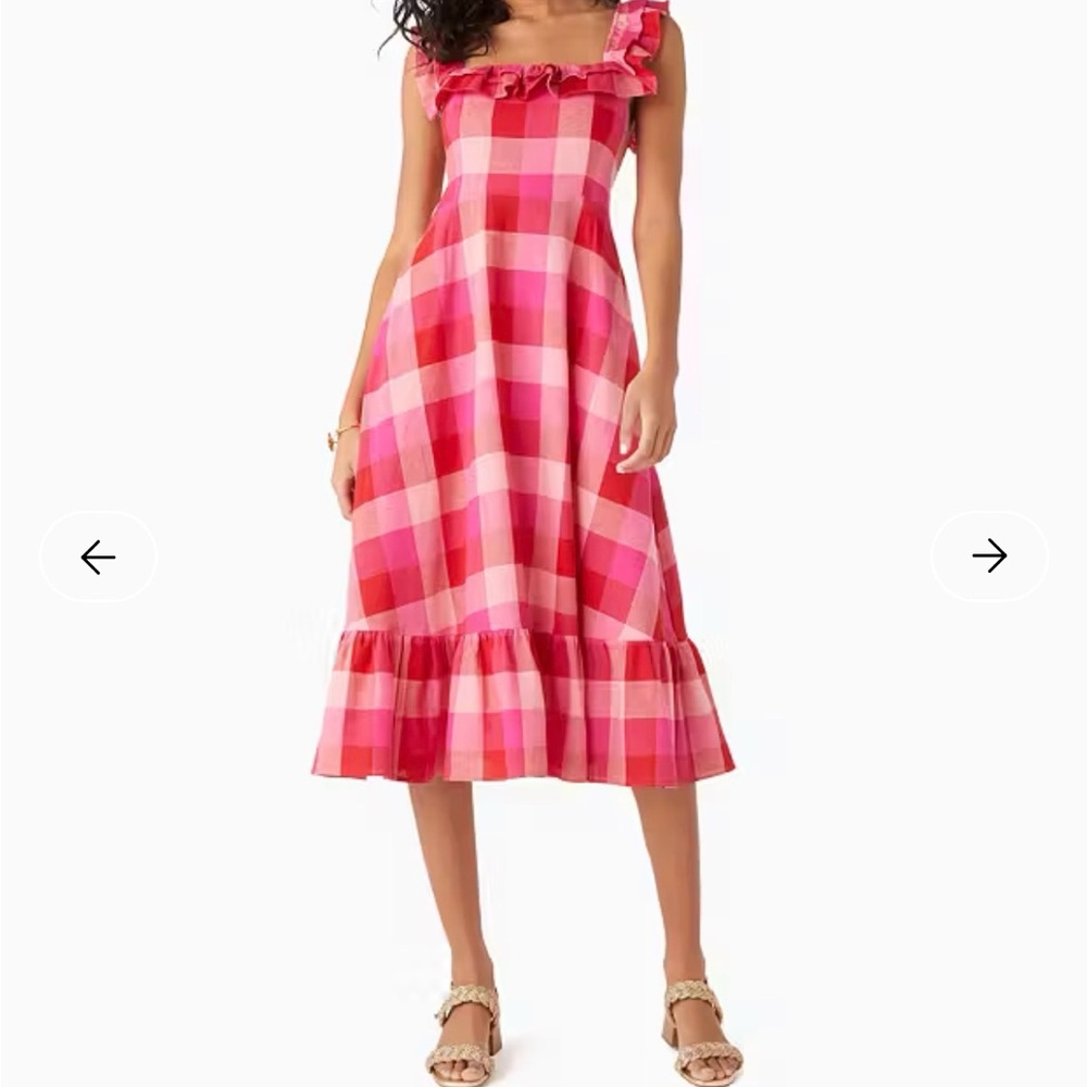 Kate Spade Picnic Woven Ruffle Midi Dress